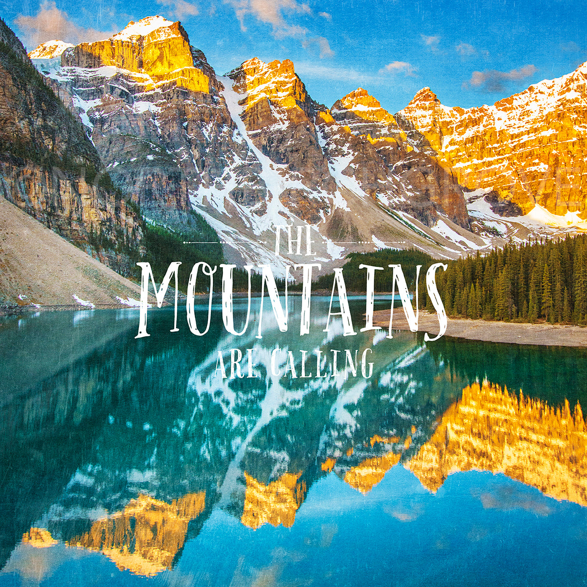 VENTA Impresión en papel metálico de 12x12"<br> Las montañas están llamando al lago Moraine<br>