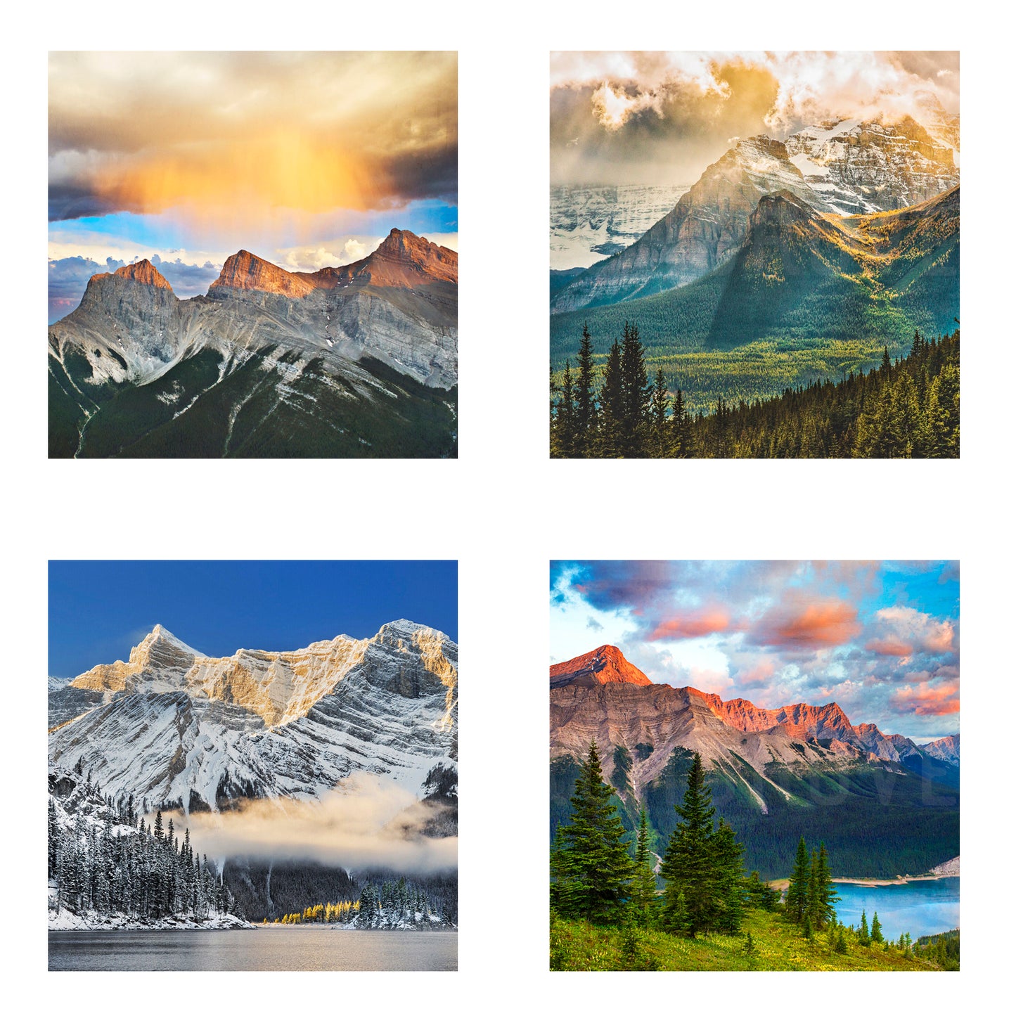 Metallic Mini Magnet Set of 4 <br> Canadian Rockies