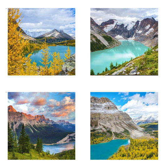 Metallic Mini Magnet Set of 4 <br> Canadian Mountains No. 3