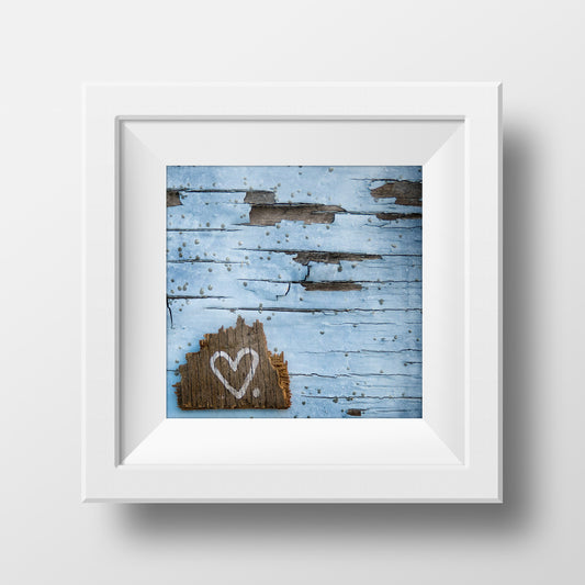 Heart on Blue Wall <br>Archival Fine Art Chromogenic Print