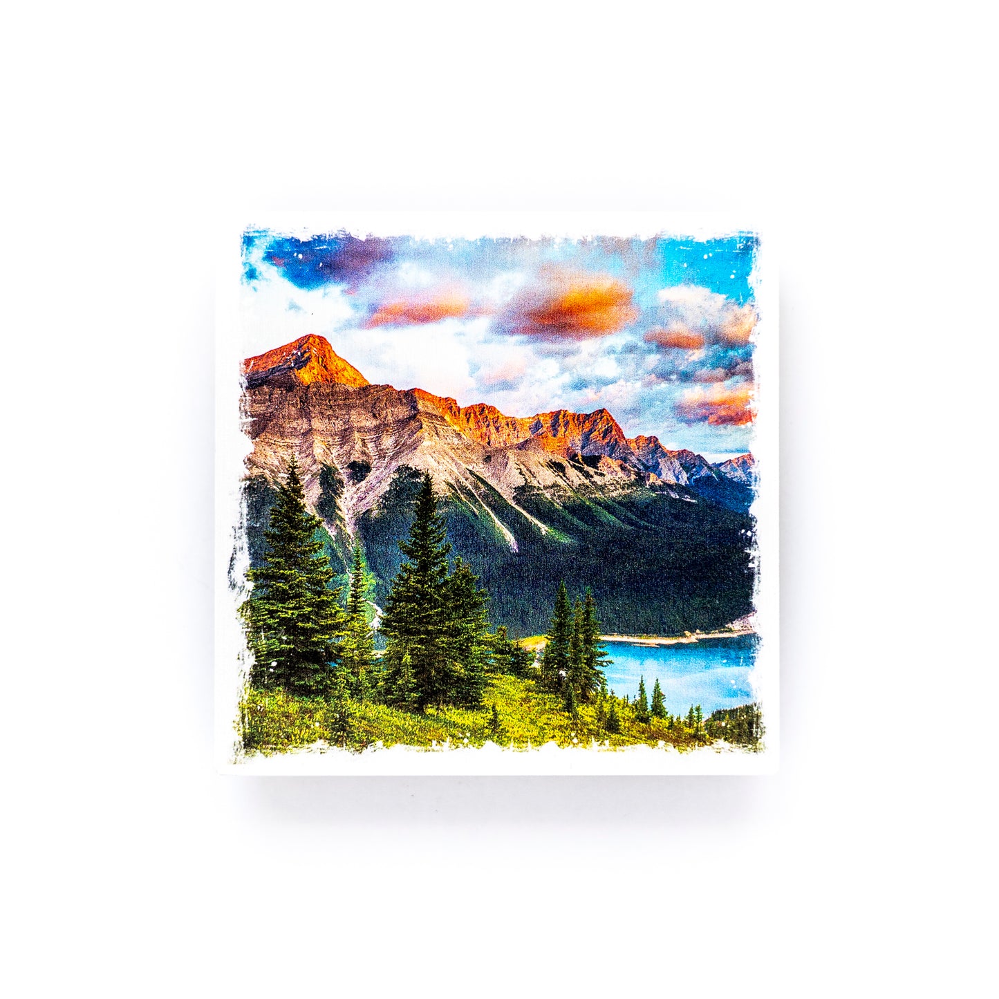 Sunrise in Kananaskis Country Canadian Rockies Birch Wood Photo Coaster