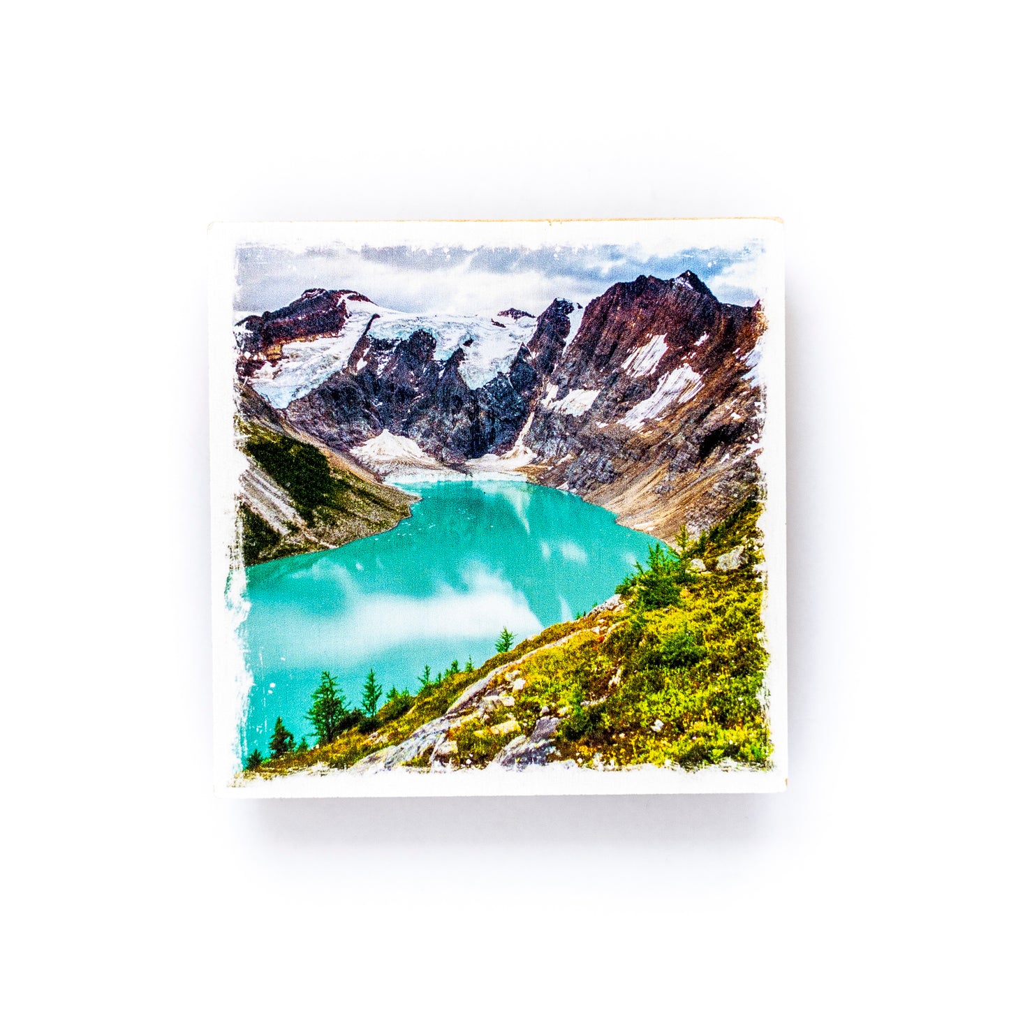Glacial Lake in British Columbia Birch Wood Photo Coaster