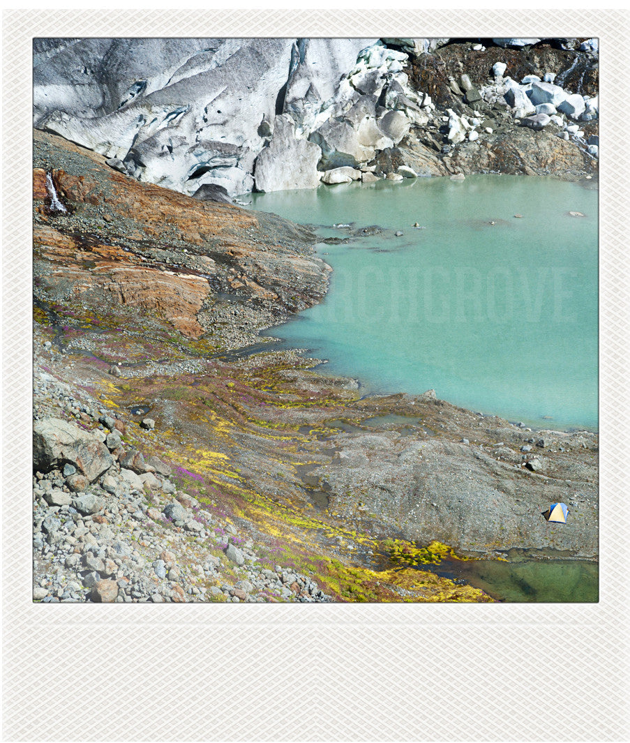 Discontinued <br> Metallic Polaroid Magnet <br>Glacier + Lake in B.C
