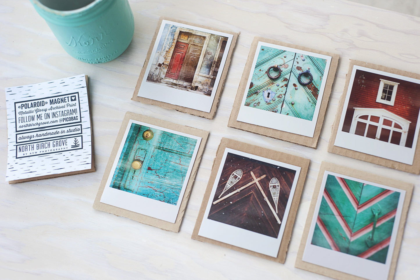 CLEARANCE <br> Metallic Polaroid Magnet <br>Poppies Along the Ocean