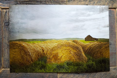 118 16x24" Sample Print <br>Haybales in Storm  <br> Archival Metallic Fine Art Chromogenic Print
