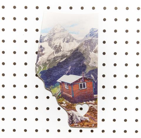 Alberta Landscape<br> Mountain + Cabin <br> Photo on Birch Wood Panel<br>SHIPS FREE