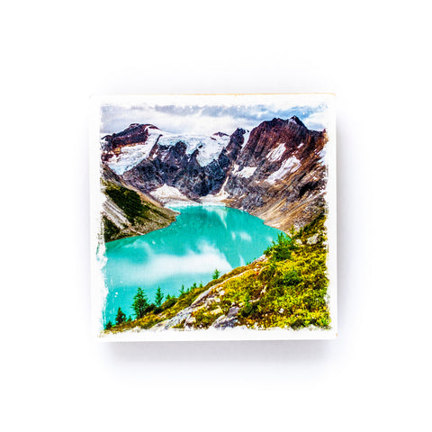 Glacial Lake in British Columbia<br>Birch Wood Photo Coaster <br> 4x4" Matte Finish