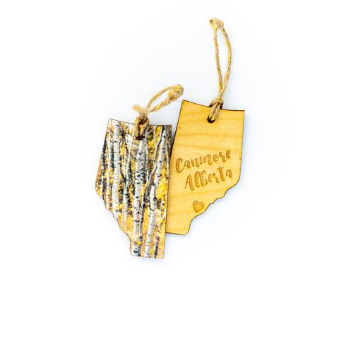 CLEARANCE <br> Alberta Wooden Holiday Ornament <br> Canmore <br>Aspens in Autumn