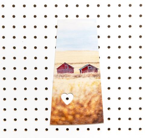 Saskatchewan Landscape<br> Red Farm Buildings <br>Photo on Birch Wood Panel <br> SHIPS FREE