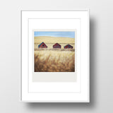 SALE<br>Metallic Polaroid Magnet <br> 3 Little Farm Buildings